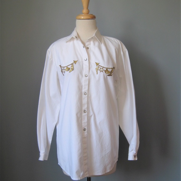 Vintage Western Snap Front Button Up Embroidered - Picture 2 of 5